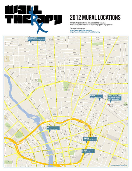 Current map of artist locations for WALL THERAPY